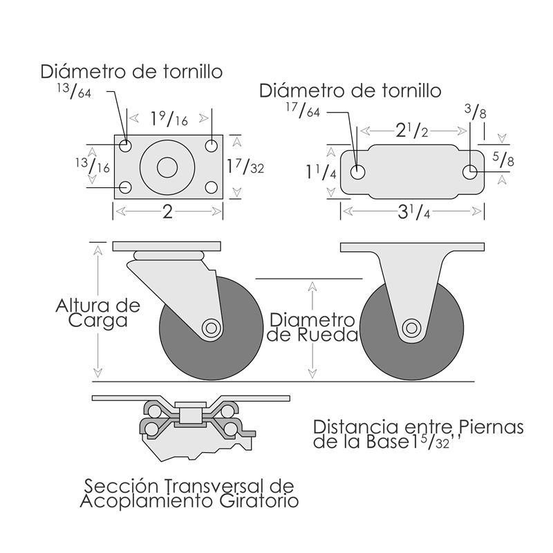 Diagrama Platos pequeños Giratorios y Fijos